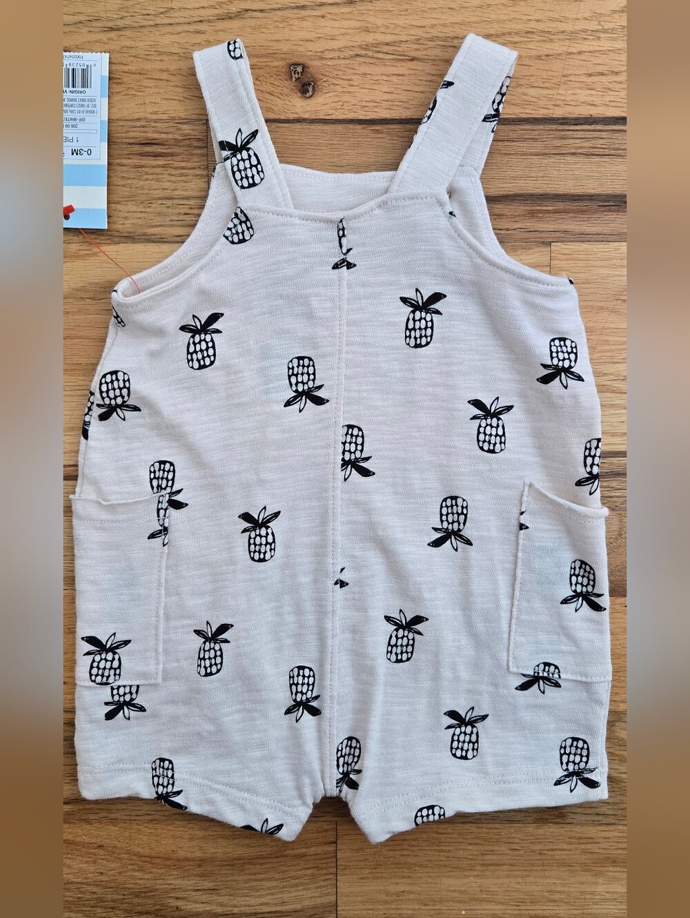 Cat And Jack 0-3 Month Cream Romper with Black Pineapple Print NWT